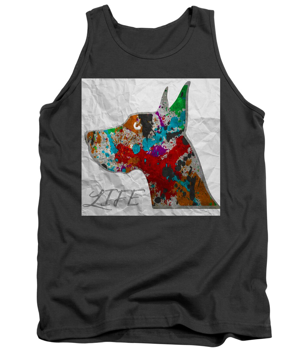 Dog Tank Top featuring the painting That's Life - Dog Gone It . Exclamation Goes here by Robert R Splashy Art Abstract Paintings