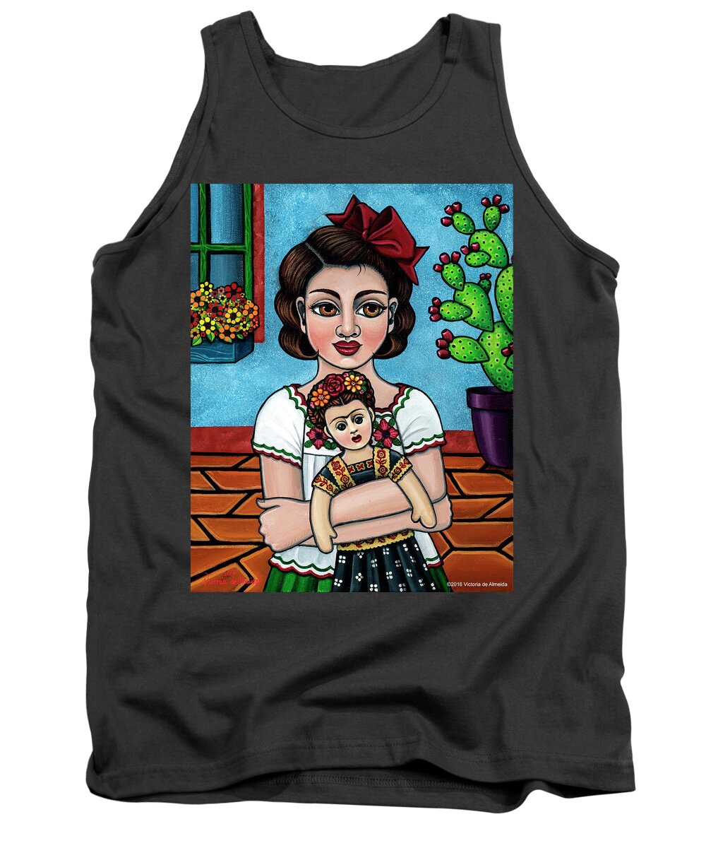 Hispanic Art Tank Top featuring the painting The Blue House by Victoria De Almeida