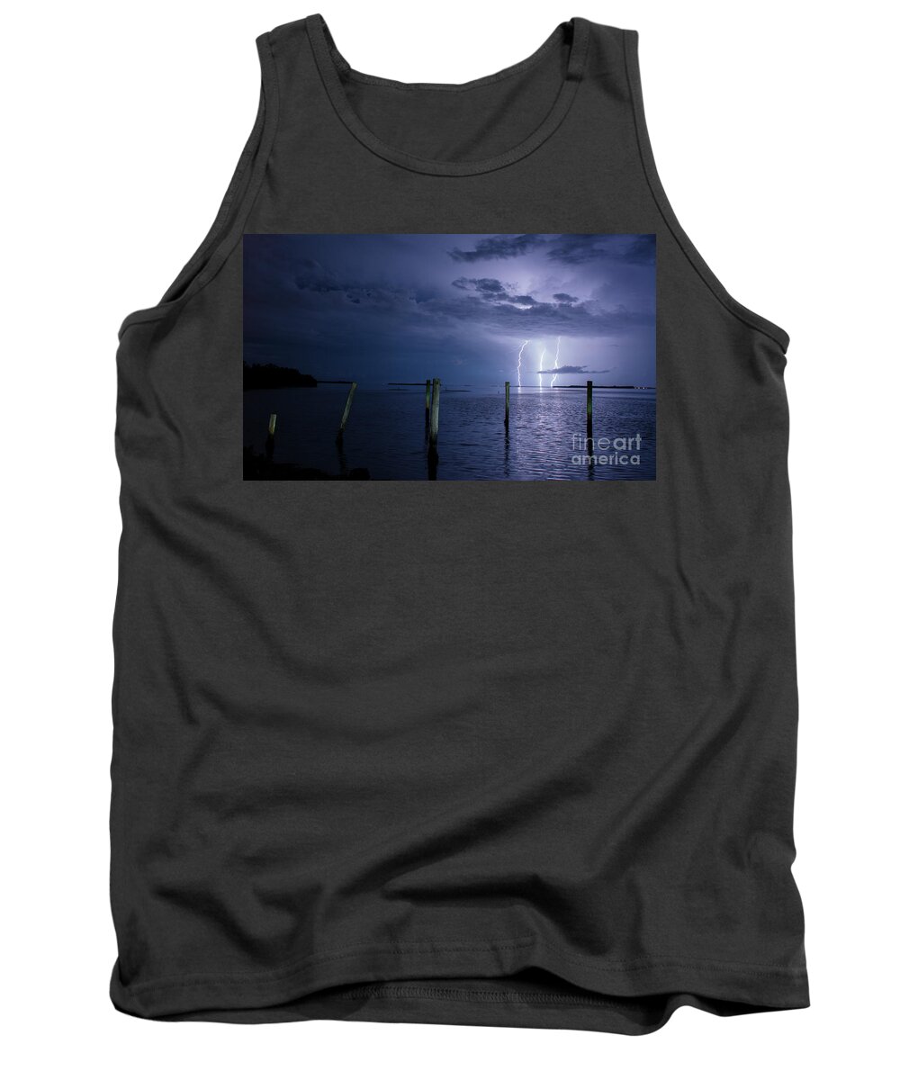Lightning Tank Top featuring the photograph The Blue of Night. by Quinn Sedam