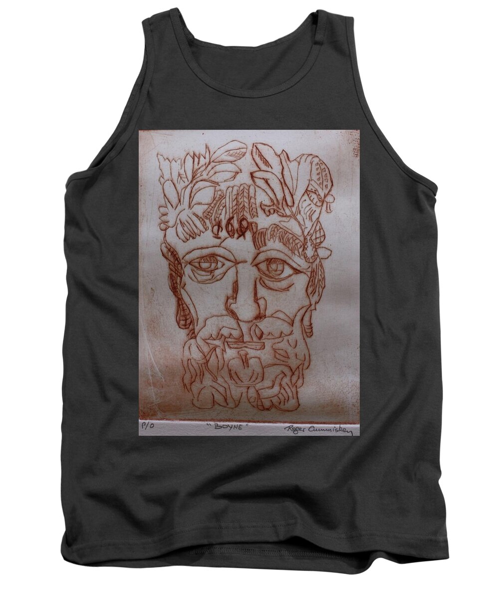 River Tank Top featuring the drawing The Boyne by Roger Cummiskey