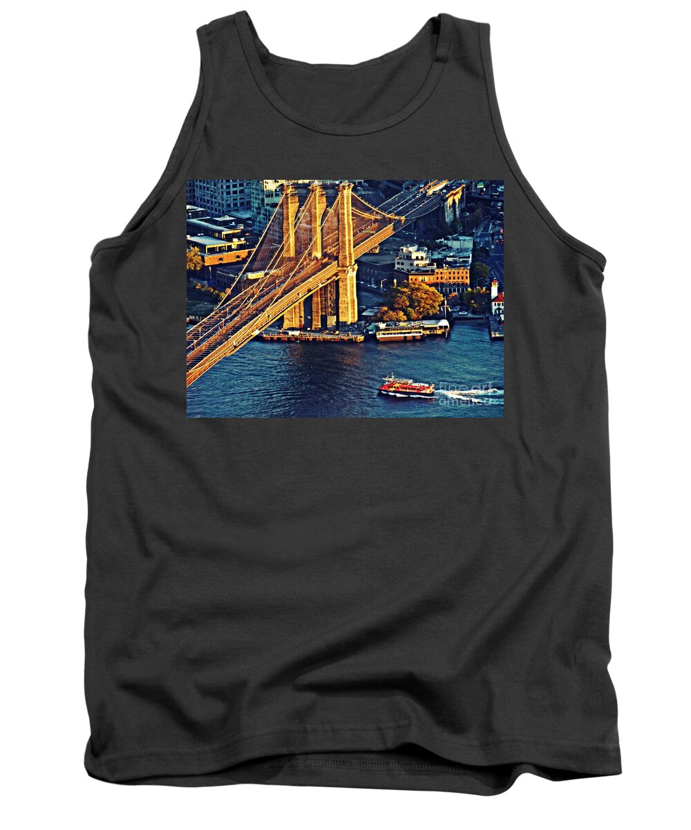 Bridge Tank Top featuring the photograph The Brooklyn Bridge at Sunset  by Sarah Loft
