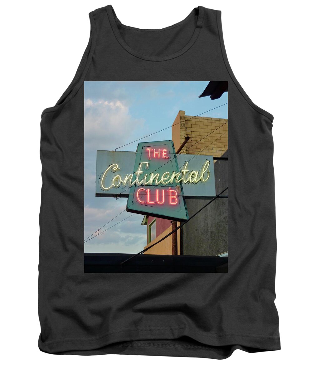 The Continental Club Tank Top featuring the photograph The Continental Club by Gia Marie Houck