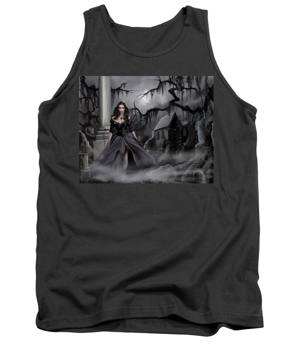 James Christopher Hill Copyright 2015 Tank Top featuring the painting The Dark Caster Comes by James Hill