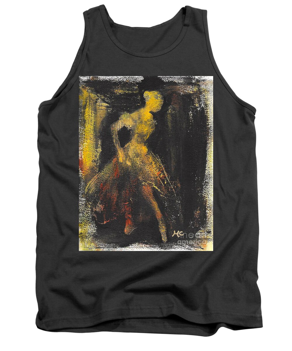 Figure Tank Top featuring the mixed media The Debut by Mafalda Cento