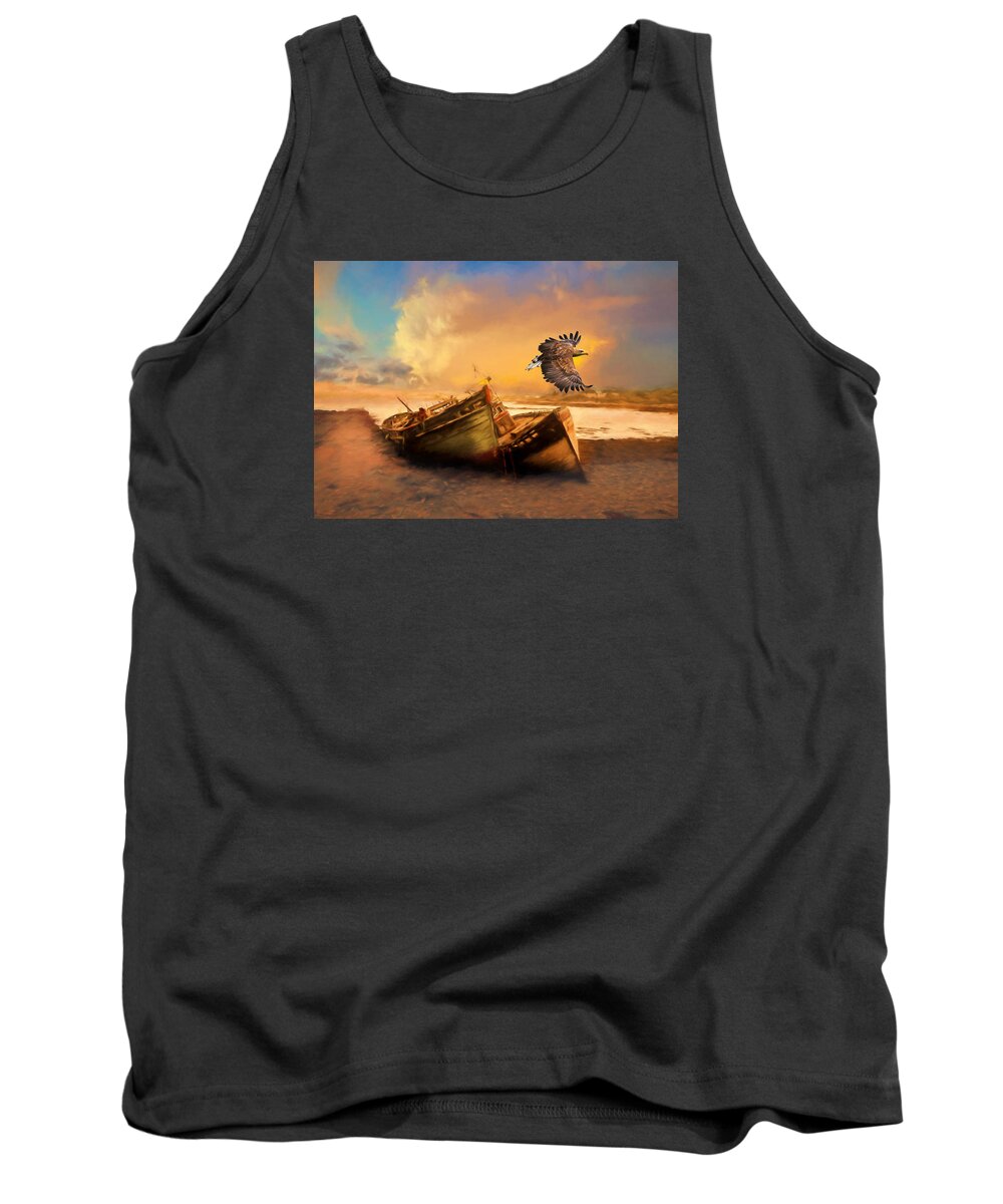 The Eagle And The Boat Tank Top featuring the photograph The Eagle And The Boat by Georgiana Romanovna