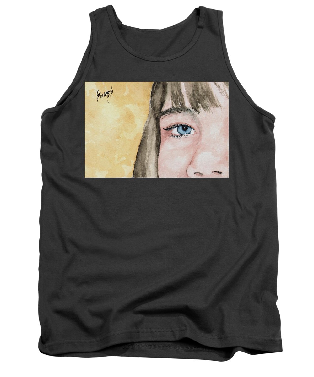 Eye Tank Top featuring the painting The Eyes Have It - Bryanna by Sam Sidders