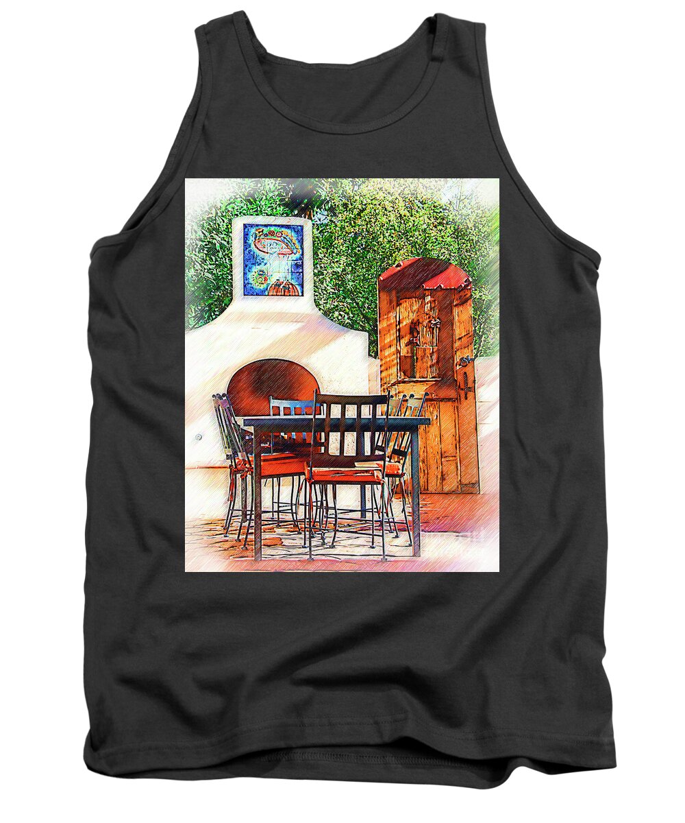 Outdoor Tank Top featuring the digital art The Fireplace, Table And Door by Kirt Tisdale