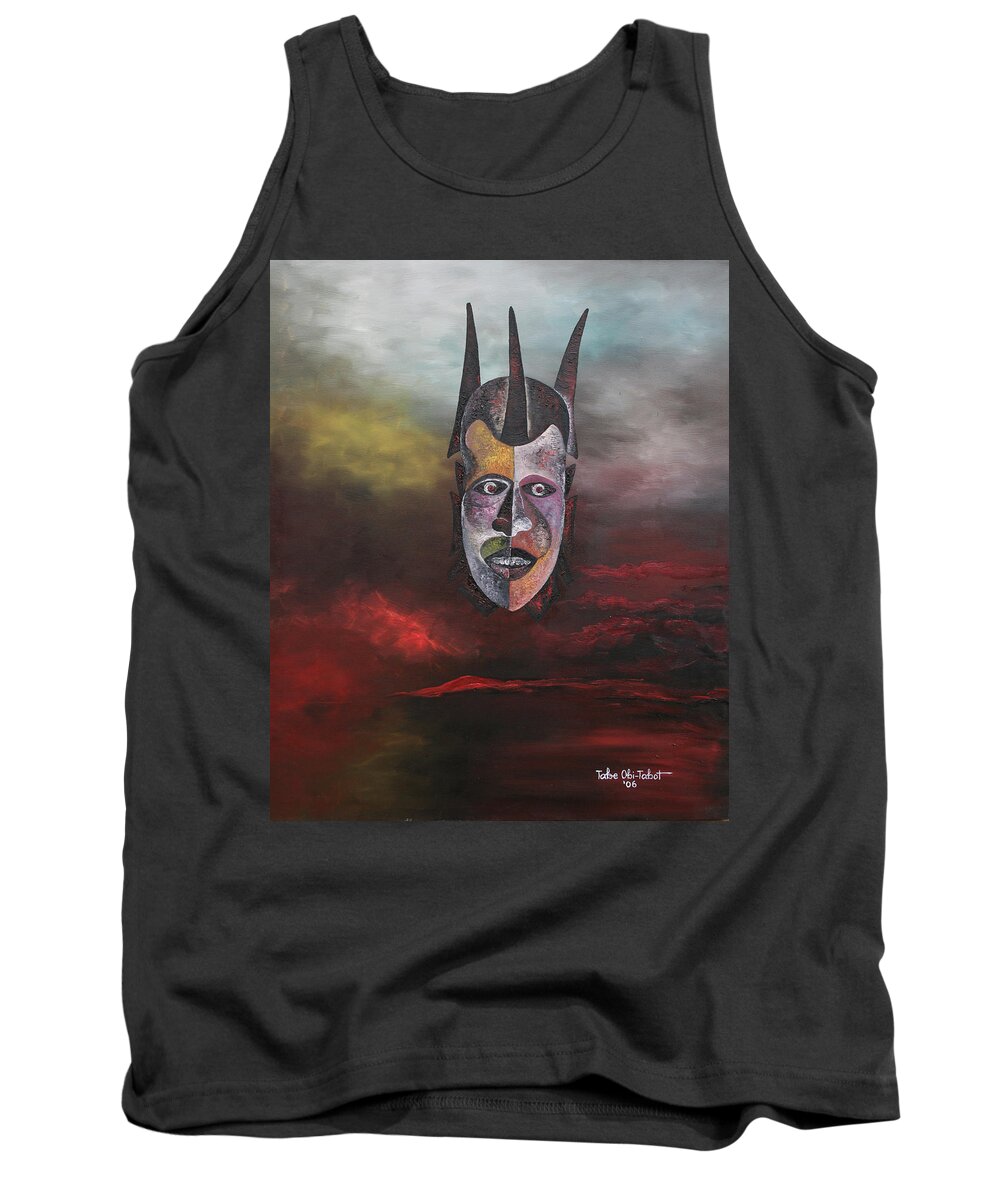 The Floating Mask Tank Top featuring the painting The Floating Mask by Obi-Tabot Tabe