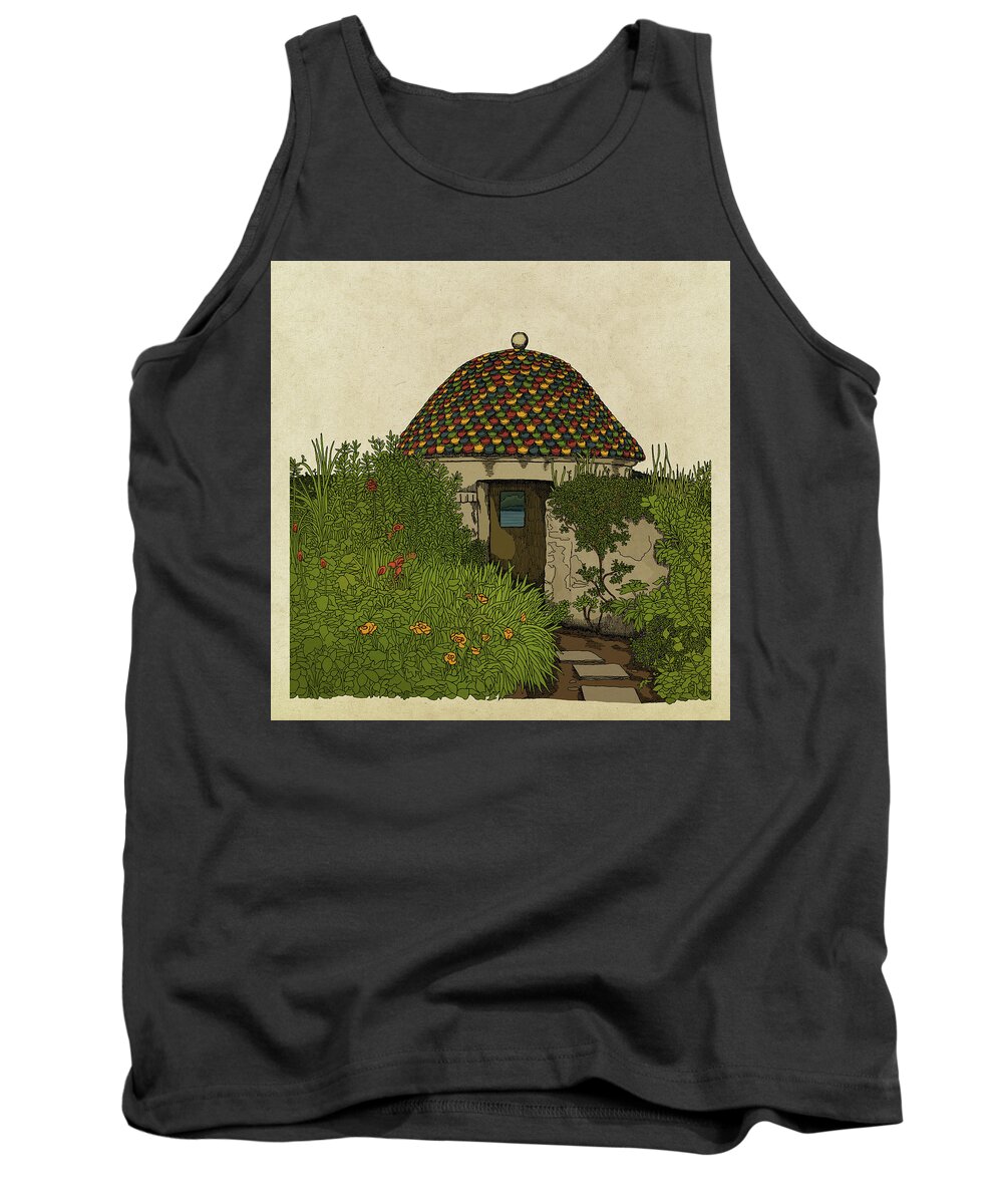 Drawing Tank Top featuring the drawing The Guard House by Meg Shearer