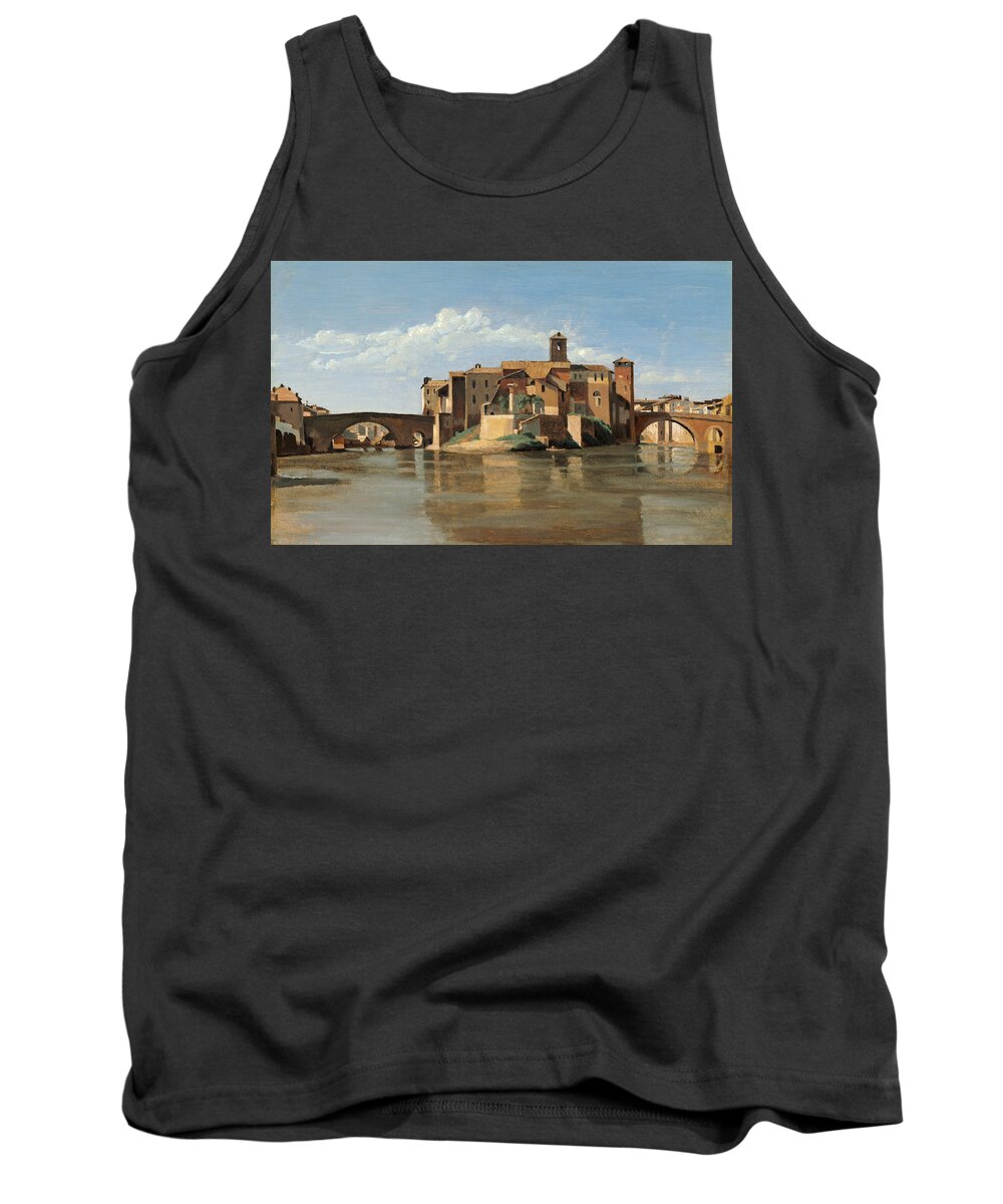 Art Tank Top featuring the painting The Island And Bridge Of San Bartolomeo by Jean Baptiste Camille Corot