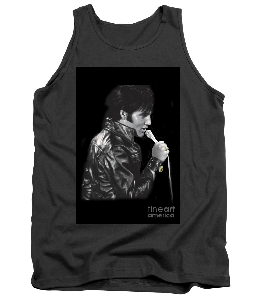 Elvis Tank Top featuring the photograph The King Rocks On XLV by Al Bourassa