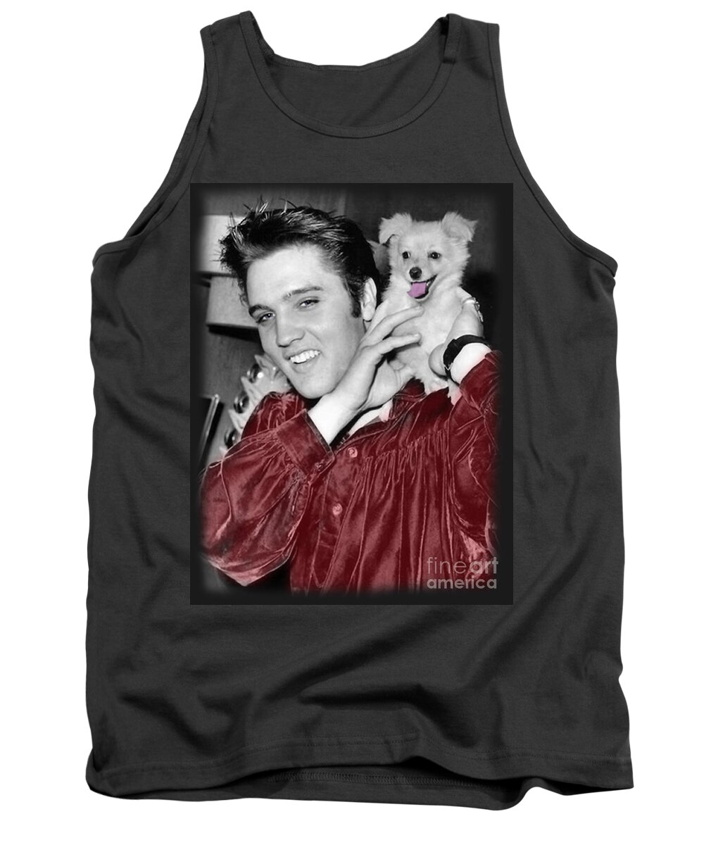 Elvis Tank Top featuring the photograph The King Rocks On XXX by Al Bourassa