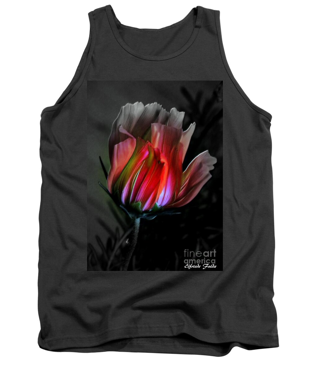 Flower Tank Top featuring the mixed media The Lamp by Elfriede Fulda
