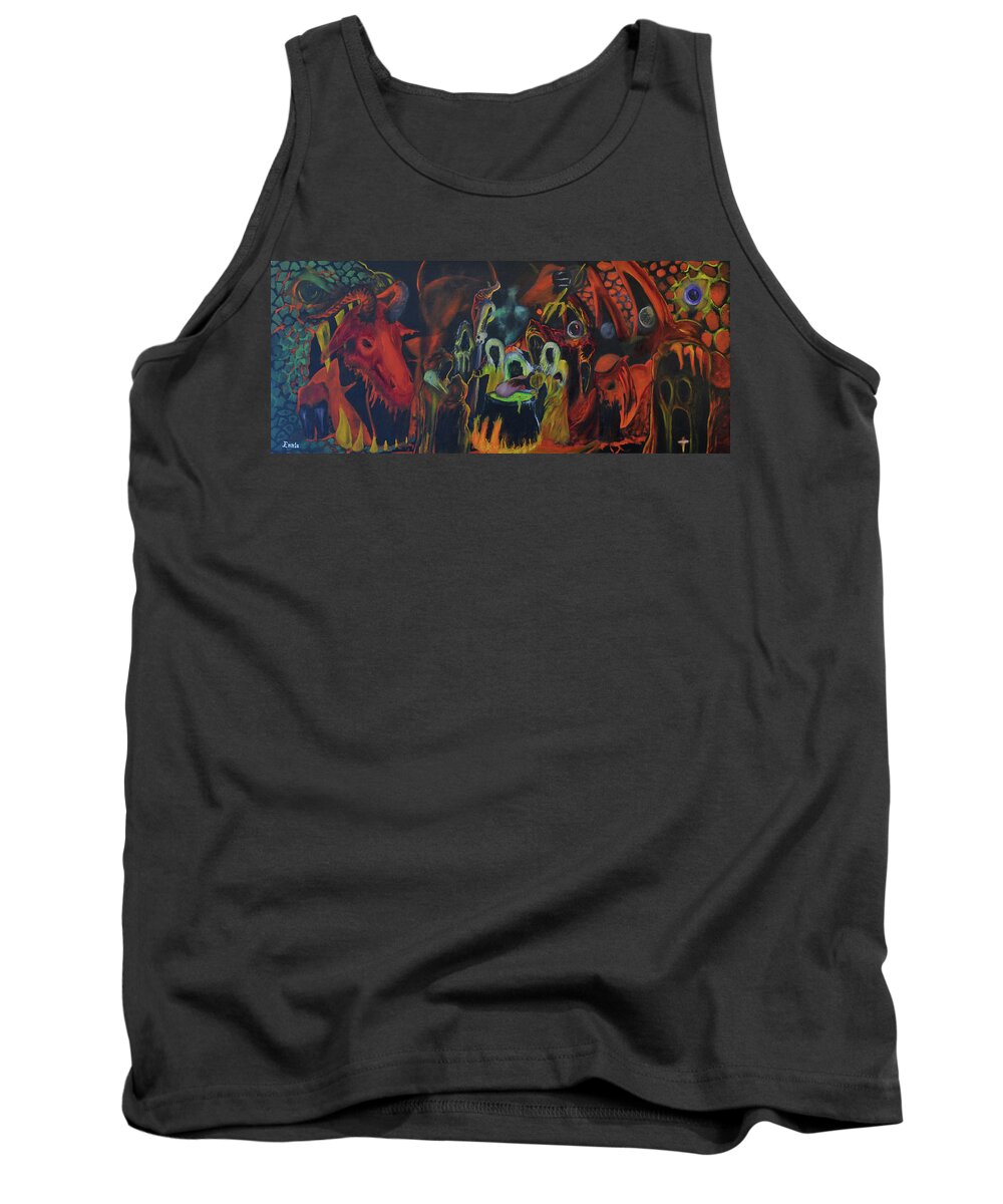 Ennis Tank Top featuring the painting The Last Supper by Christophe Ennis