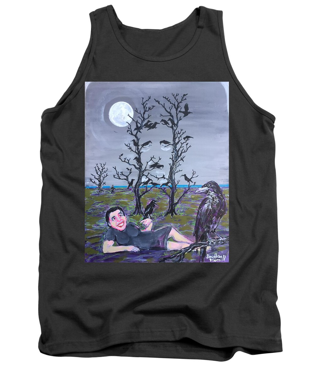 Edgar Allan Poe The Raven Gothic Halloween Lenore Newmarket Tank Top featuring the painting The Lost Lenore by Jonathan Morrill