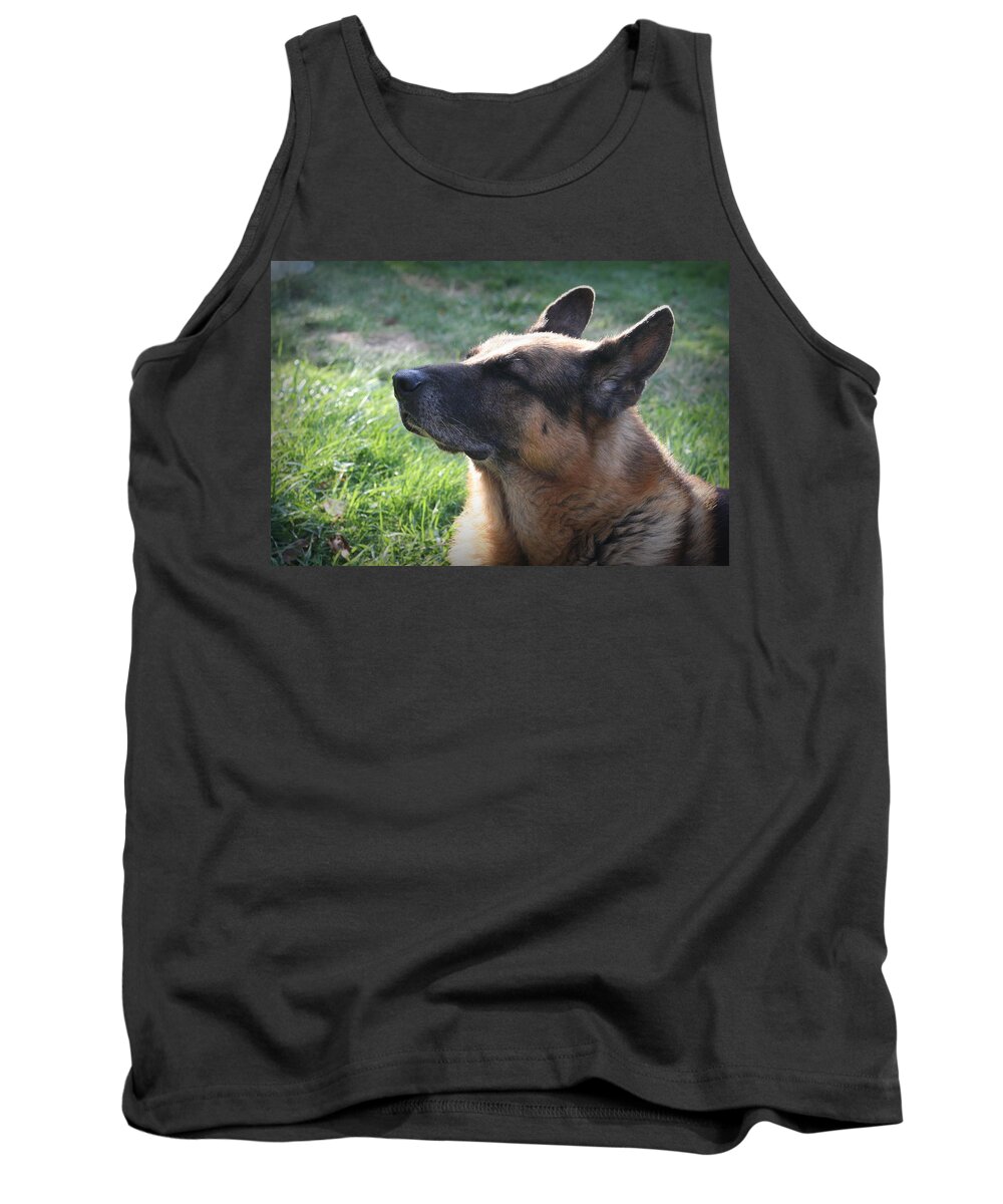 German Shepherd Tank Top featuring the photograph The love of an old dog by Sue Long