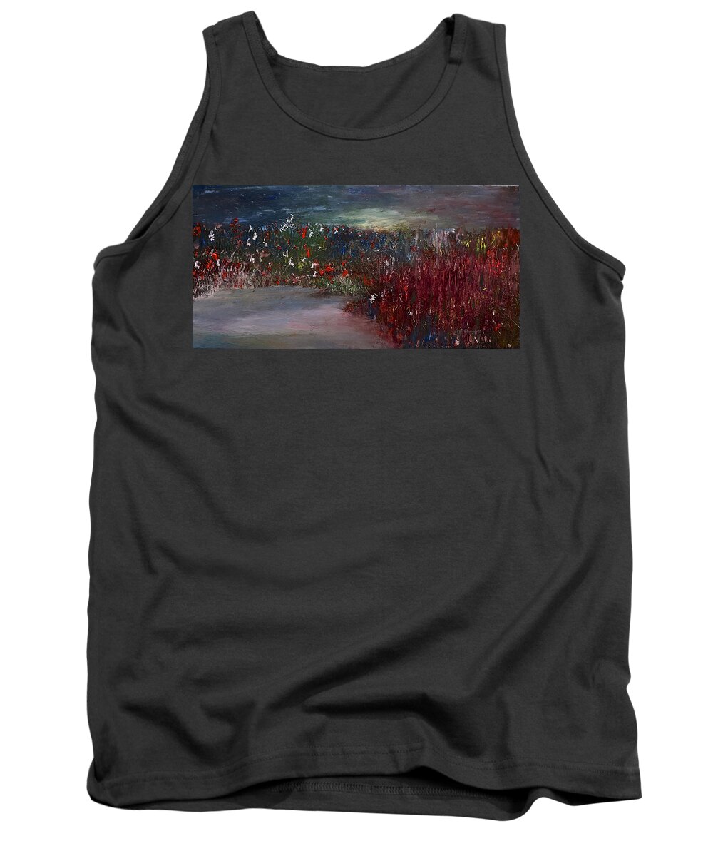 Pond Tank Top featuring the painting The Marsh by Dick Bourgault