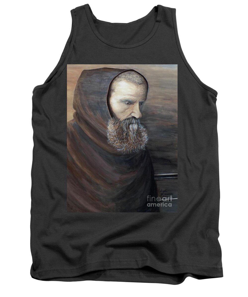 Franciscan Monk Tank Top featuring the painting The Monk by Judy Kirouac