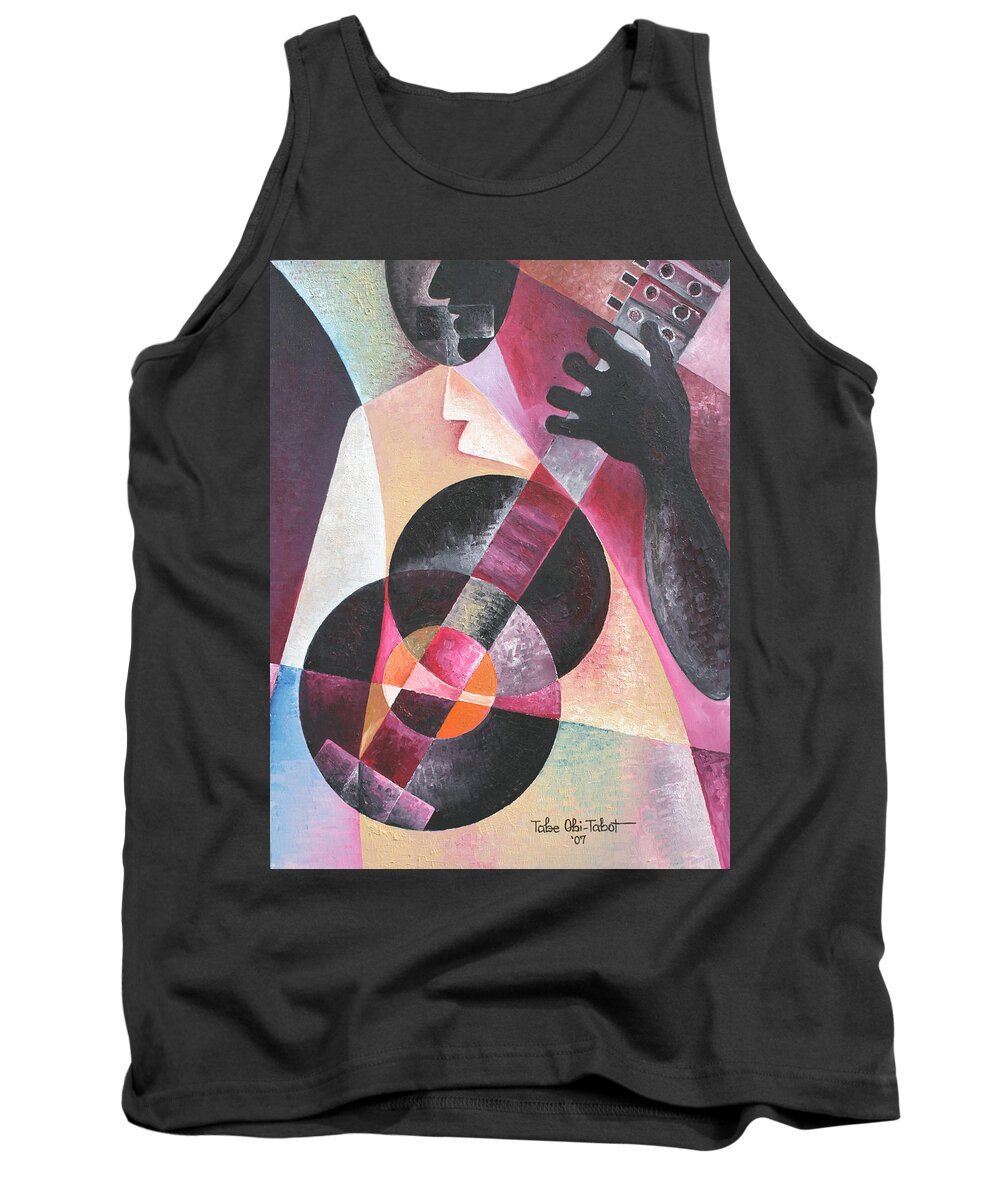 The Musician Tank Top featuring the painting The Musician by Obi-Tabot Tabe