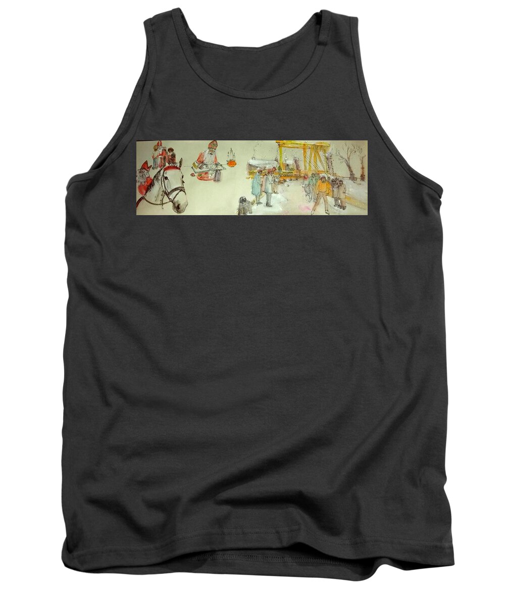 The Netherlands. Landscape. Cityscape Tank Top featuring the painting the Netherlands scroll by Debbi Saccomanno Chan