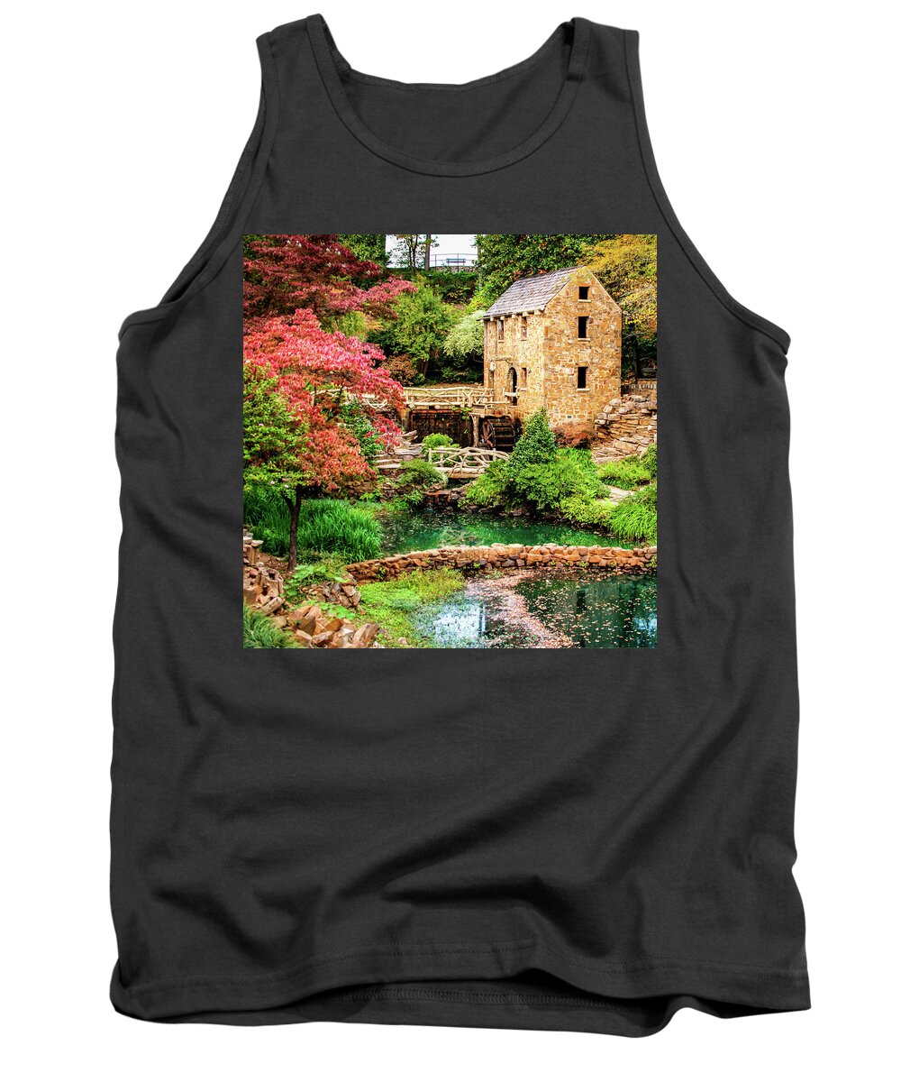 America Tank Top featuring the photograph The Old Mill in Spring - Pughs Mill - North Little Rock by Gregory Ballos