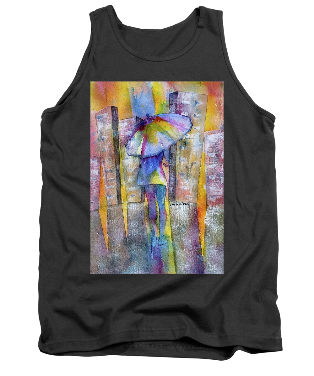 Jo Malone Tank Top featuring the painting The Other Girl in the City by Debbie Lewis