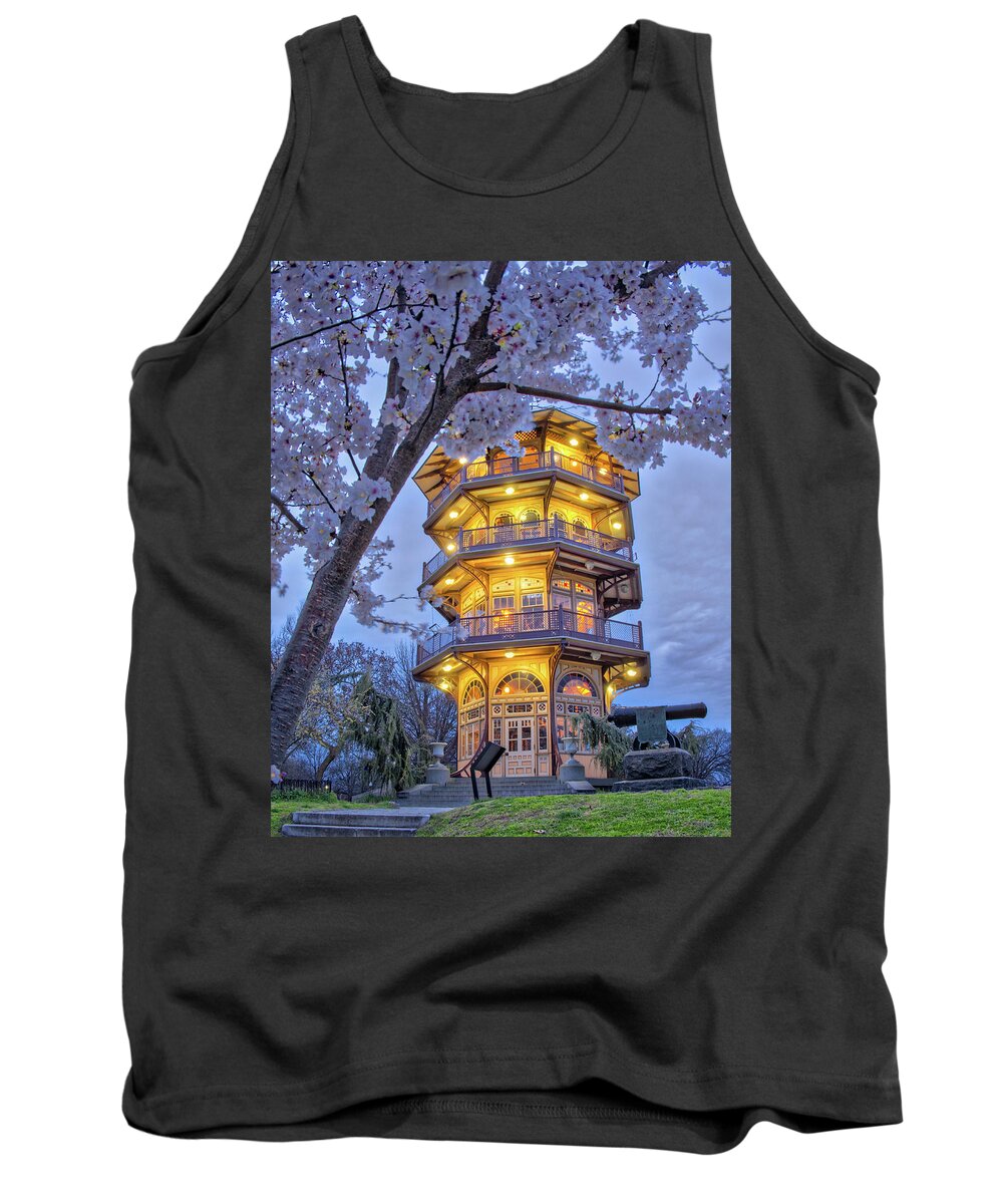 American Kiwi Photo Tank Top featuring the photograph The Pagoda in Spring at Blue Hour by Mark Dodd