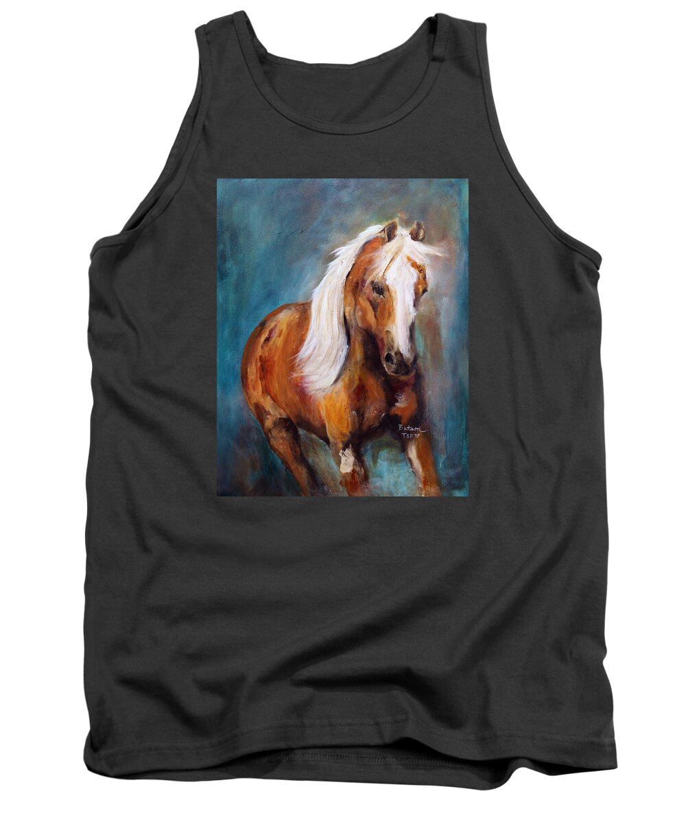 Palomino Tank Top featuring the painting The Palomino by Barbie Batson
