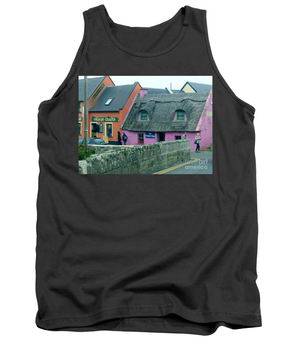Sweater Shop Tank Top featuring the photograph The Pink Irish Sweater Shop by Rosanne Licciardi