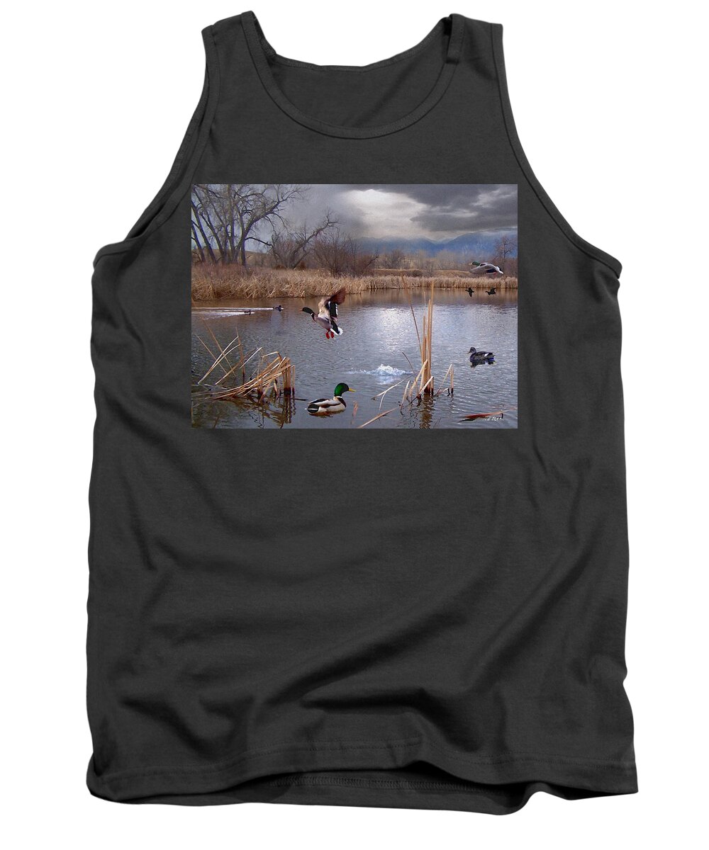 Ponds Tank Top featuring the mixed media The Pond by Bill Stephens