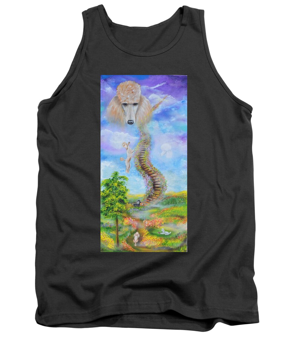Rainbow Bridge Tank Top featuring the painting The Poodle Bridge by Evi Green