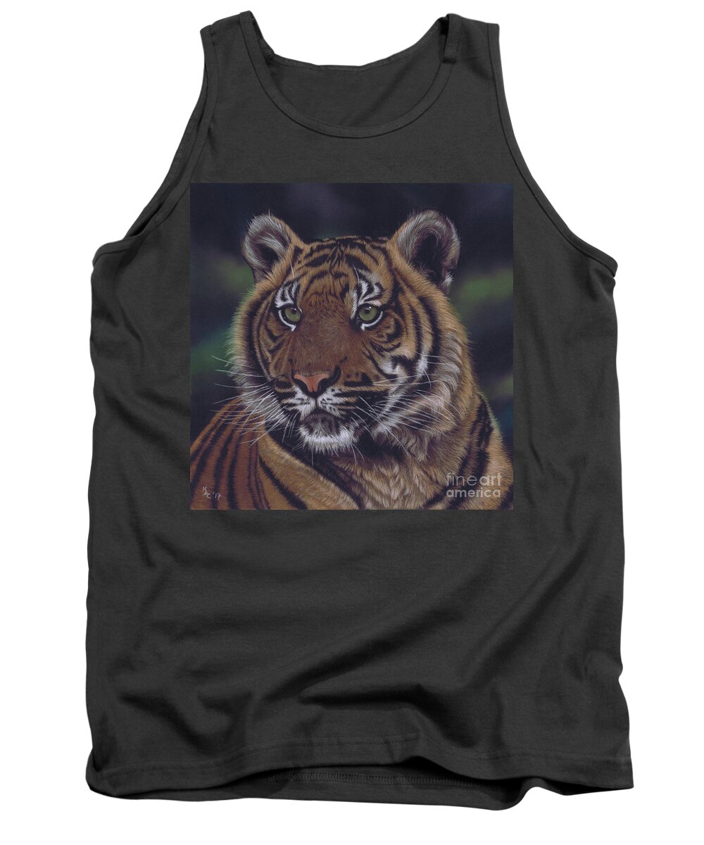 Tiger Tank Top featuring the painting The Prince of the Jungle by Karie-ann Cooper