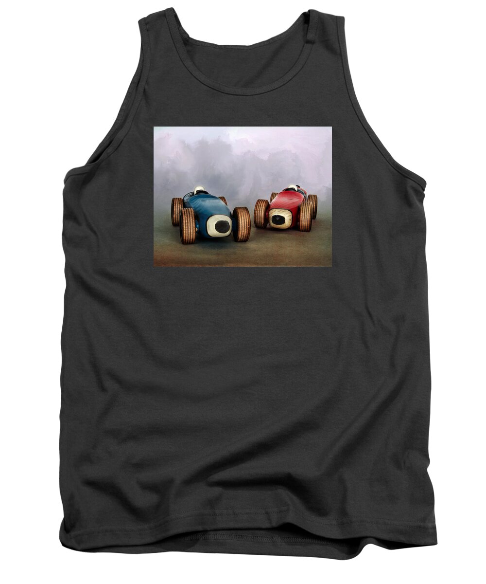 Cars Tank Top featuring the photograph The Race by David and Carol Kelly