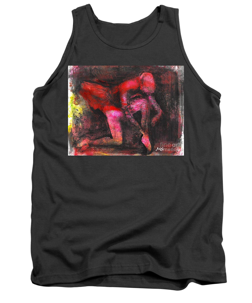 Dancer Tank Top featuring the mixed media The Red Dancer by Mafalda Cento
