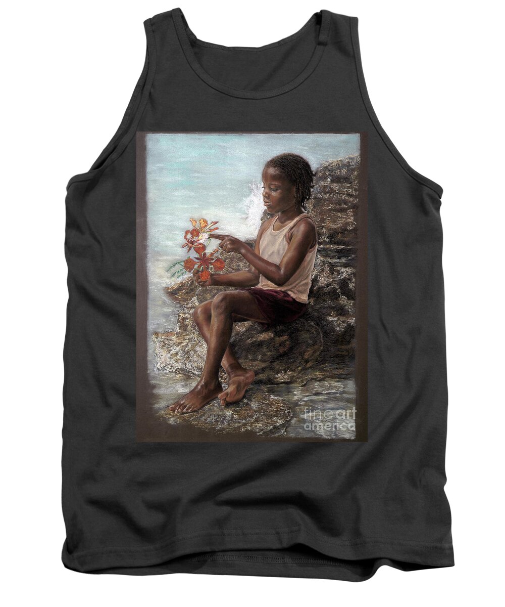 Roshanne Tank Top featuring the pastel The Rock Garden by Roshanne Minnis-Eyma