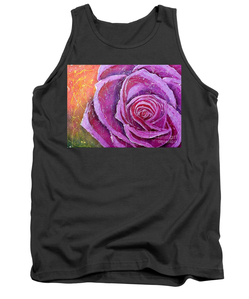 Flower Tank Top featuring the mixed media The Rose by Carol Losinski Naylor