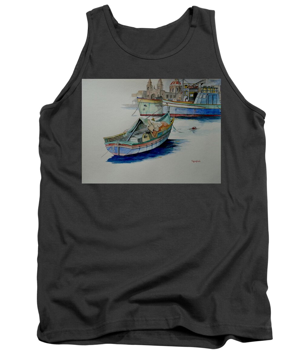 Church Tank Top featuring the painting The San George by Ray Agius
