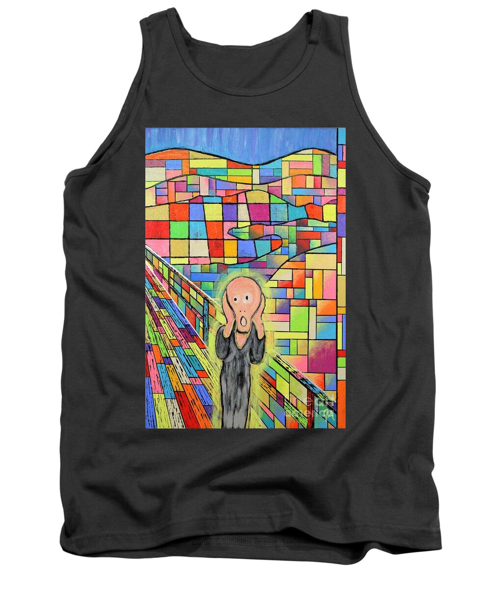 Scream Tank Top featuring the painting The Scream Jeremy Style by Jeremy Aiyadurai