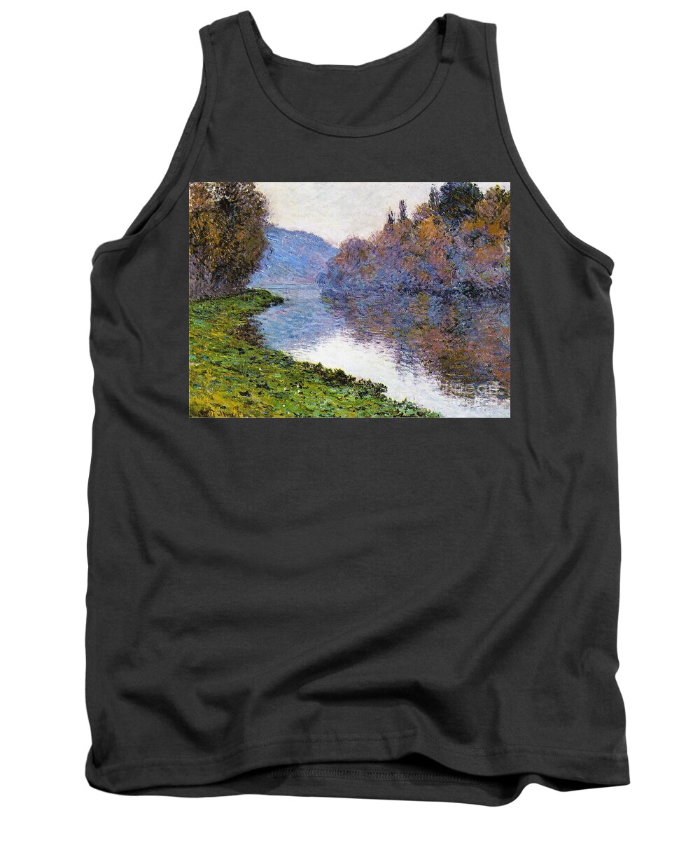 The Seine At Jenfosse Tank Top featuring the painting The Seine at Jenfosse by Claude Monet