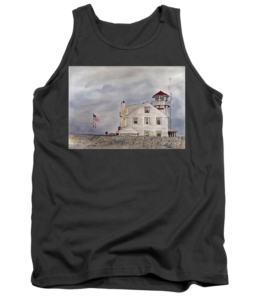 The Coast Guard Station At Point Judith Tank Top featuring the painting The Sentinel by Monte Toon