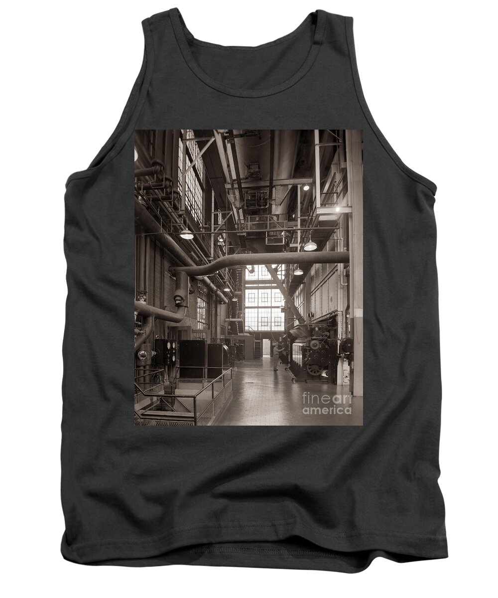 Stegmaier Tank Top featuring the photograph The Stegmaier Brewery Boiler Room Wilkes Barre Pennsylvania 1930's by Arthur Miller