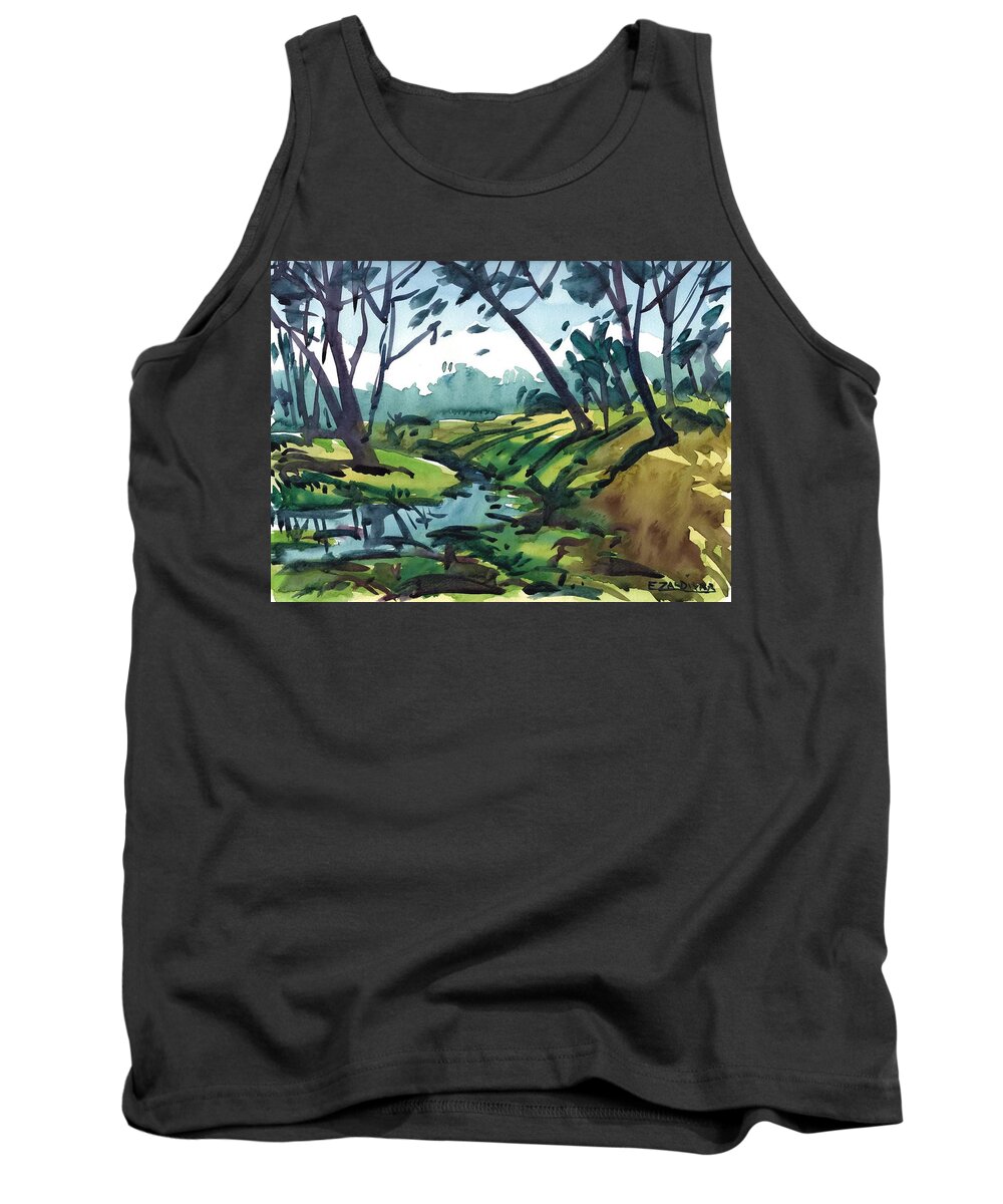 River Tank Top featuring the painting The two banks of the river by Enrique Zaldivar