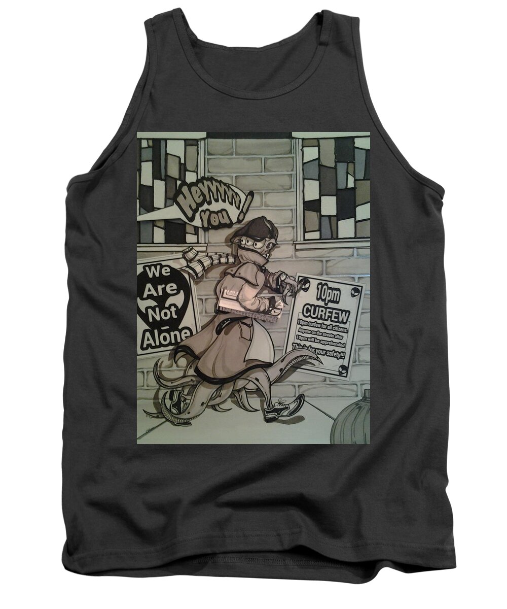 Mixed Media Tank Top featuring the mixed media The Visitor by Demitrius Motion Bullock