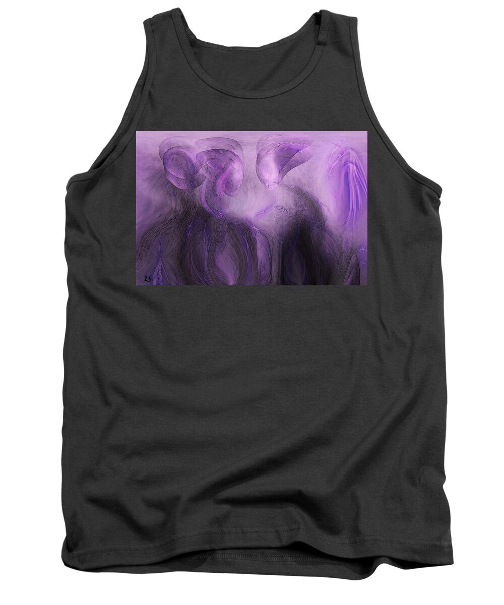The Visitors Tank Top featuring the digital art The Visitors by Linda Sannuti