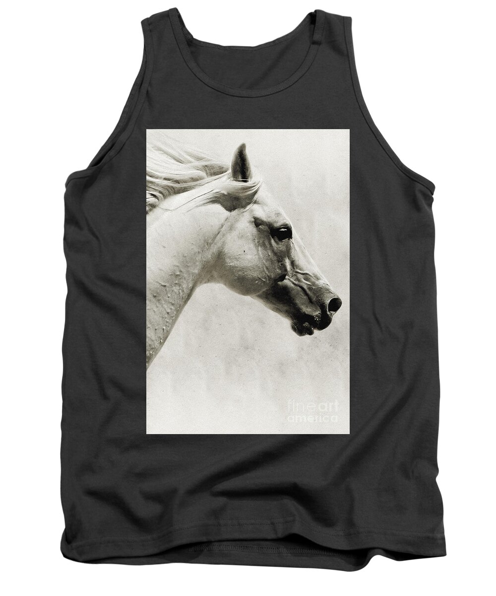 Andalusian Tank Top featuring the photograph The White Horse III - Art Print by Dimitar Hristov
