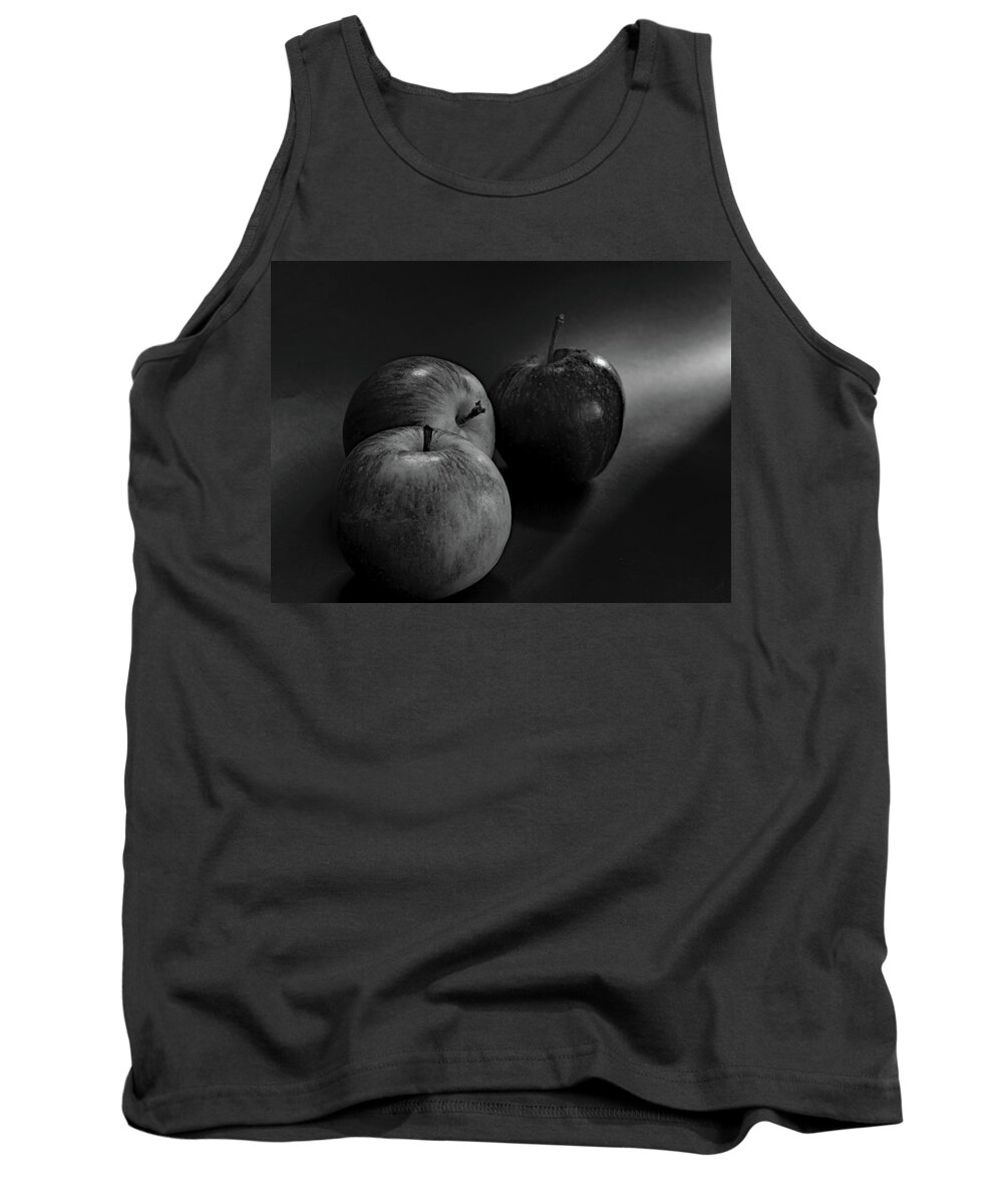 Three Apples Tank Top featuring the photograph Three Apples Monochrome by Jeff Townsend