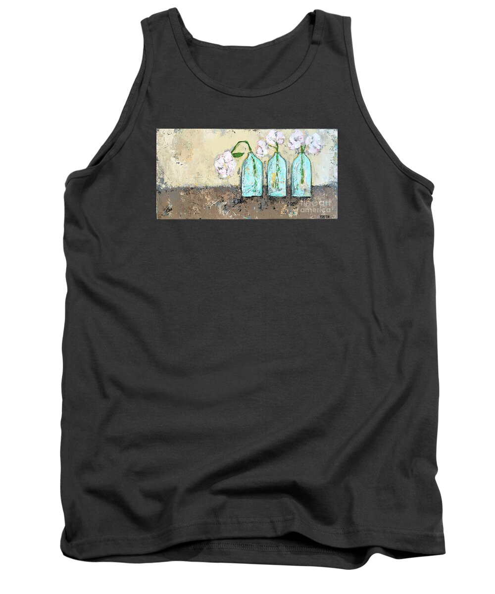 Floral Tank Top featuring the painting Three of a Kind by Kirsten Koza Reed