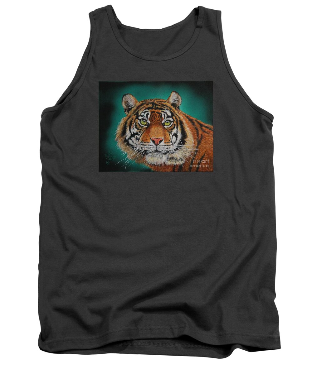 Tiger Tank Top featuring the painting Tiger Portrait......Amur Tiger by Bob Williams