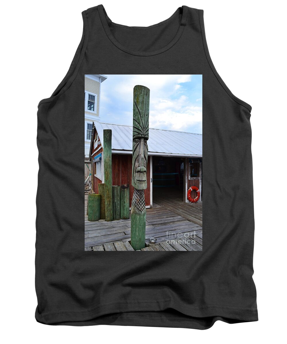 Southport Tank Top featuring the photograph Tiki American Fish Company by Amy Lucid