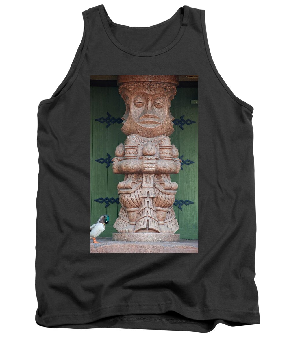 Magic Kingdom Tank Top featuring the photograph Tiki And Duck by Rob Hans